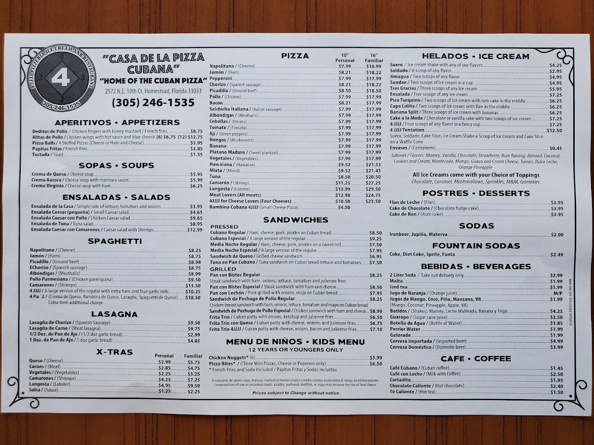 Menu 4Jjjj Pizzeria Ice Cream-7